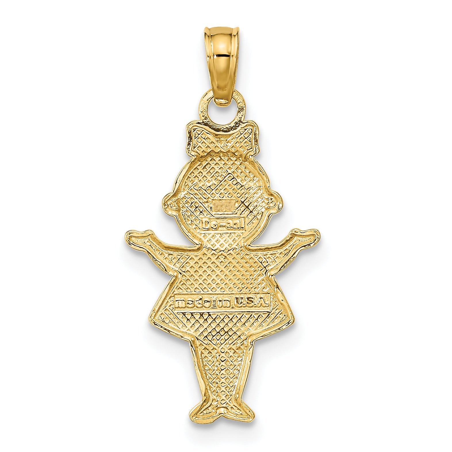 10K Yellow W/Rhodium 10K Textured Girl Charm