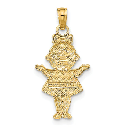 10K Yellow W/Rhodium 10K Textured Girl Charm