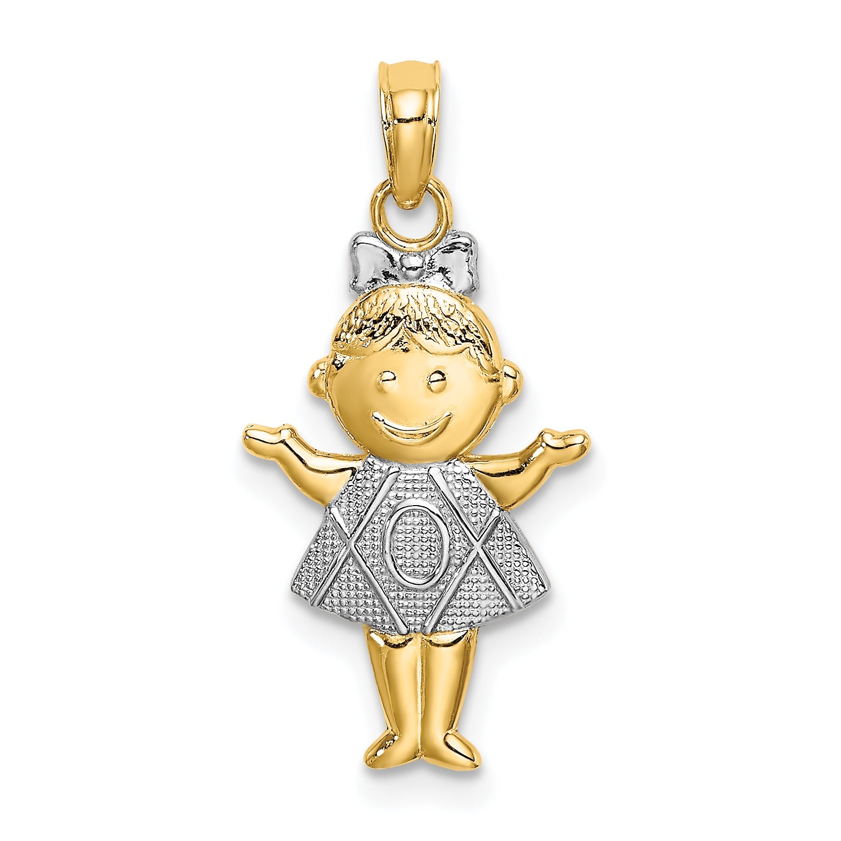 10K Yellow W/Rhodium 10K Textured Girl Charm