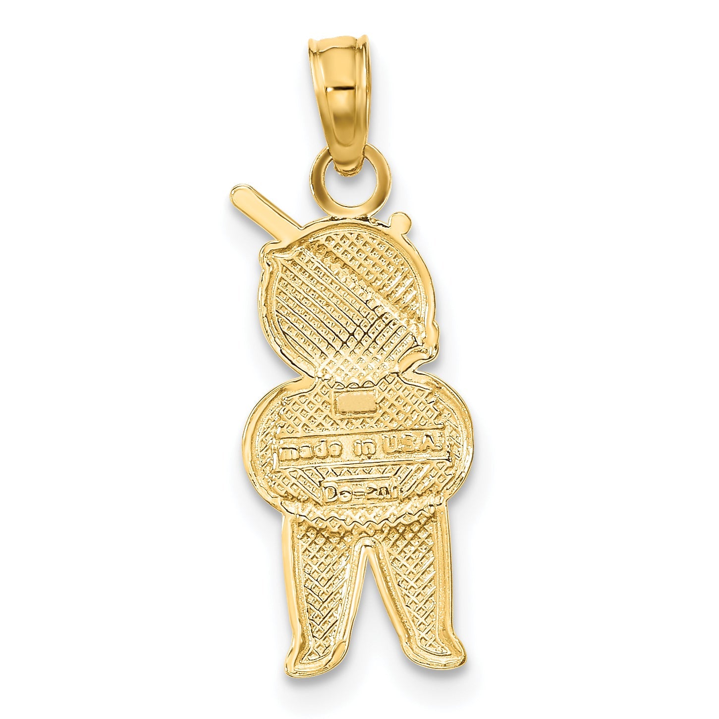 10K Yellow W/Rhodium 10K Textured Boy Charm