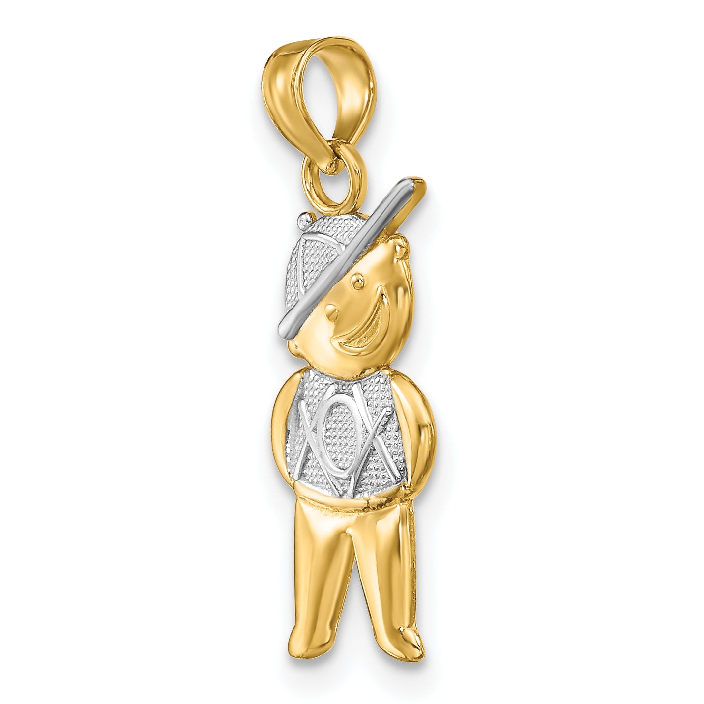 10K Yellow W/Rhodium 10K Textured Boy Charm