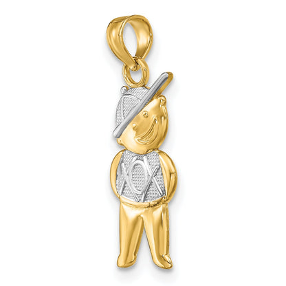 10K Yellow W/Rhodium 10K Textured Boy Charm