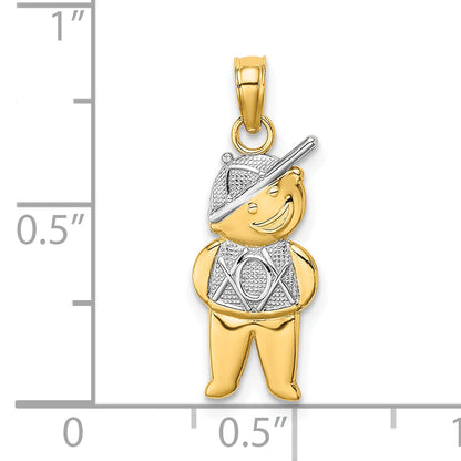 10K Yellow W/Rhodium 10K Textured Boy Charm
