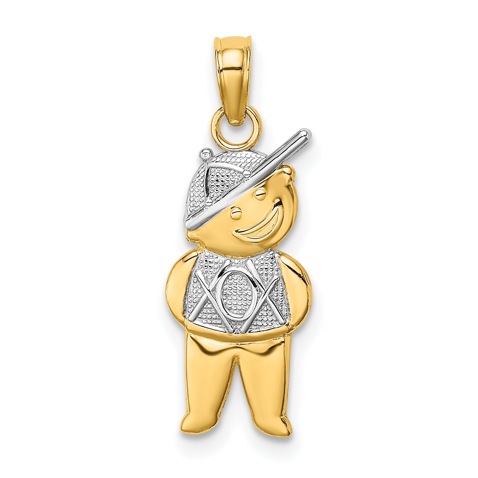 10K Yellow W/Rhodium 10K Textured Boy Charm