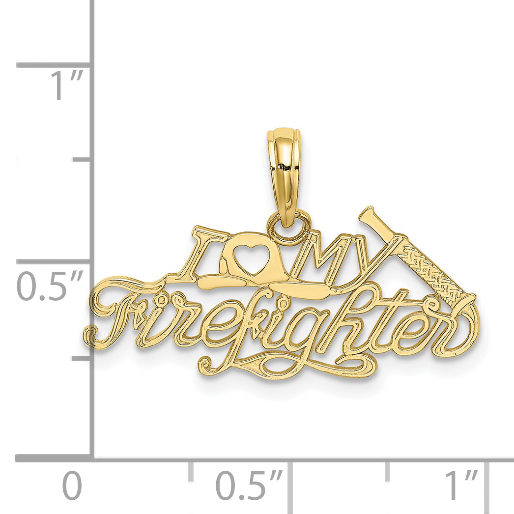 10K Yellow Gold I Love My Firefighter Charm