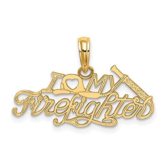 10K Yellow Gold I Love My Firefighter Charm