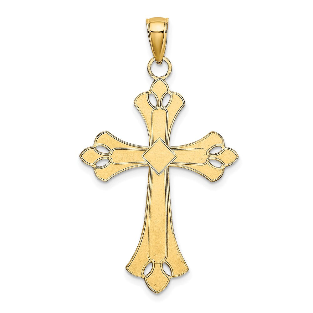 10K Yellow W/Rhodium 10K W/ Rhodium Scalloped Edges Cross Charm