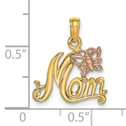 10K Two-Tone 10K Two-Tone Mom W/ Butterfly Charm