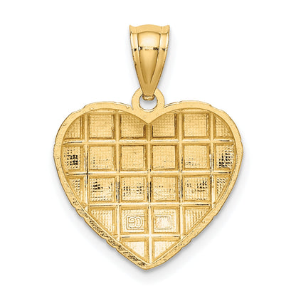 10K Yellow W/Rhodium 10K W/ Rhodium D/C Heart Charm