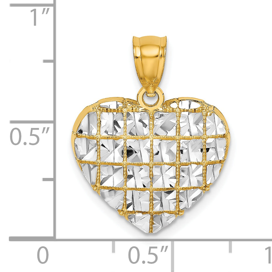 10K Yellow W/Rhodium 10K W/ Rhodium D/C Heart Charm