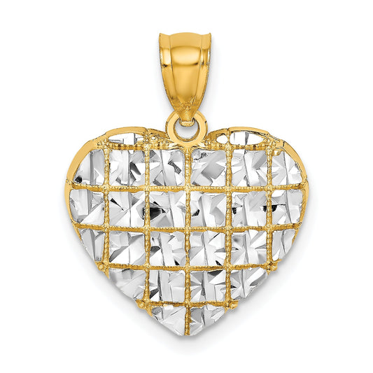 10K Yellow W/Rhodium 10K W/ Rhodium D/C Heart Charm