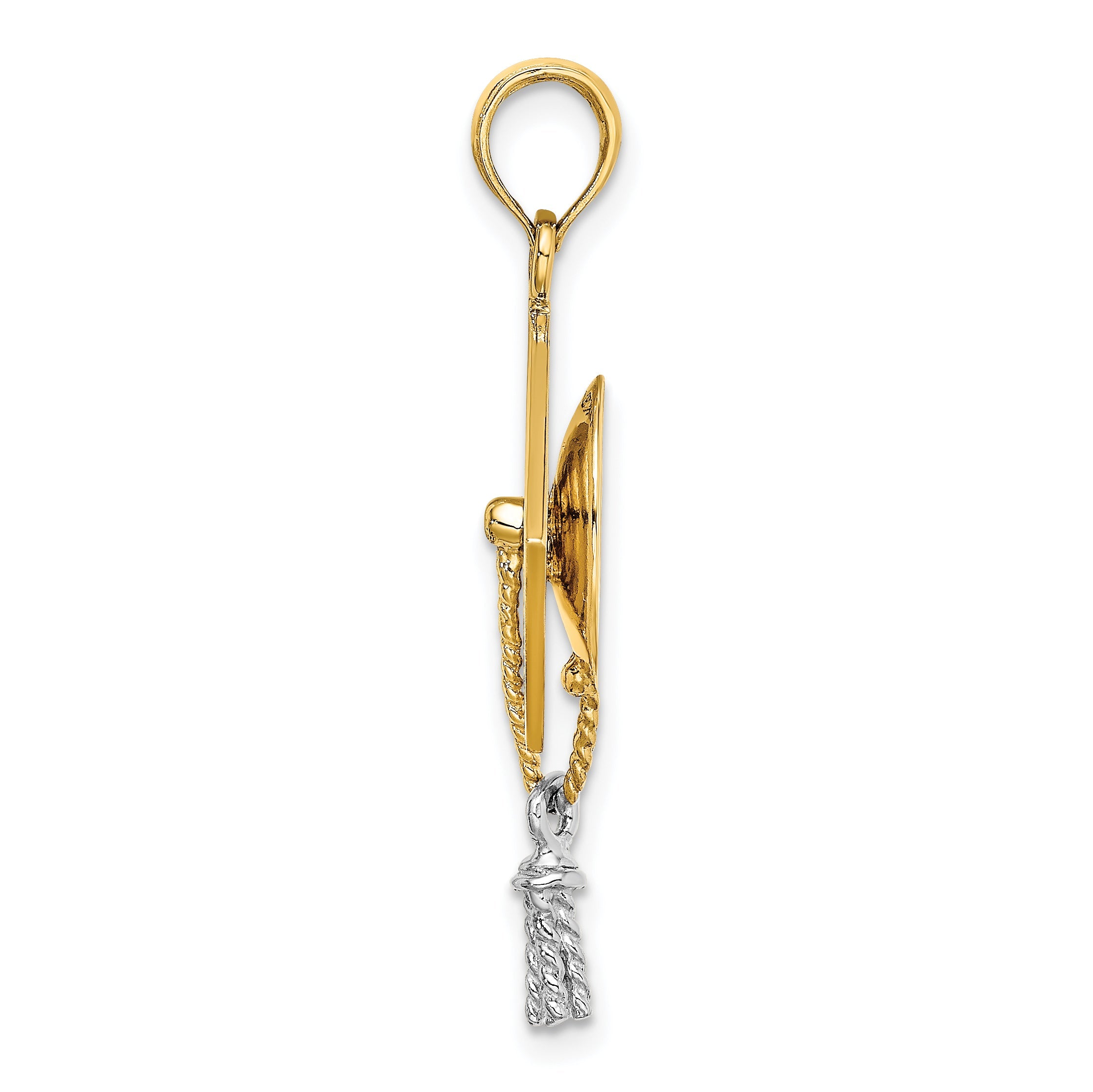 10K Yellow W/Rhodium 3-D Graduation Cap Moveable Tassle Charm