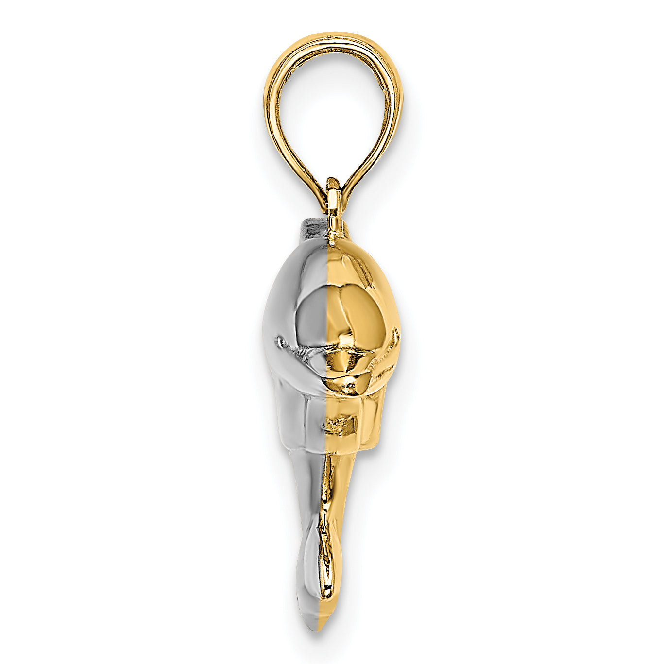 10K Yellow W/Rhodium 3-D Reversible Puffed Dolphin Charm