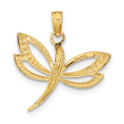10K Yellow W/Rhodium 10K W/ Rhodium Textured Dragonfly Charm