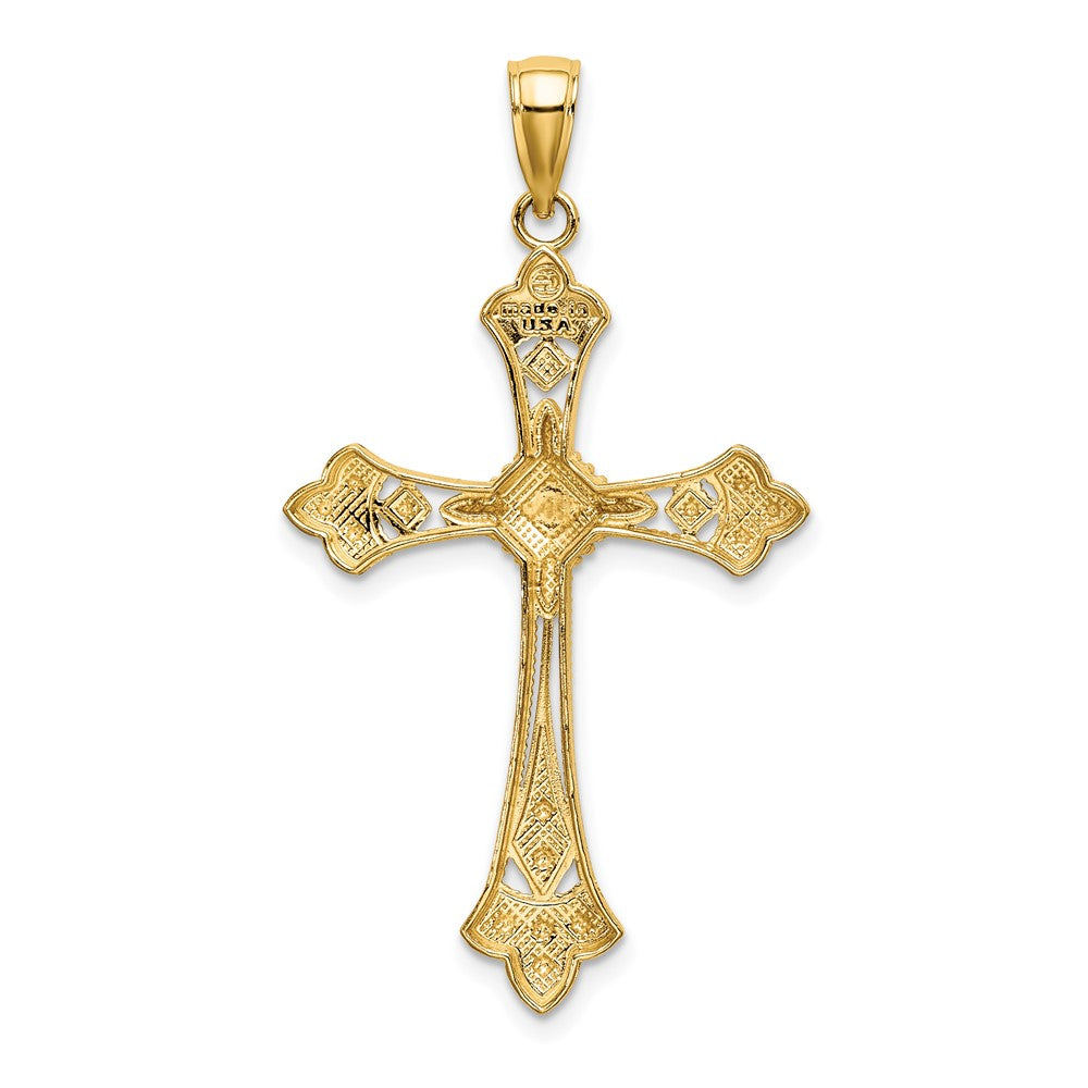 10K Yellow W/Rhodium 10K W/ Rhodium D/C Edges Cross Charm