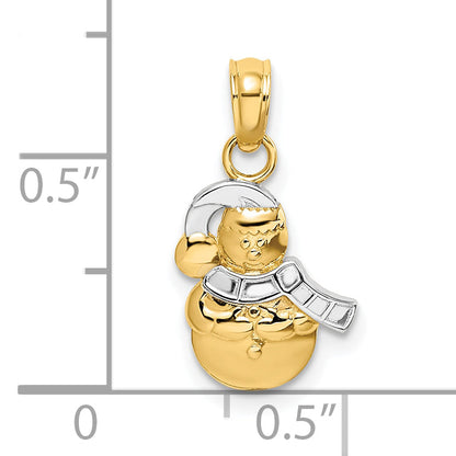 10K Yellow W/Rhodium 10K W/ Rhodium Snowman Pendant