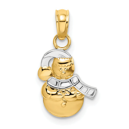 10K Yellow W/Rhodium 10K W/ Rhodium Snowman Pendant