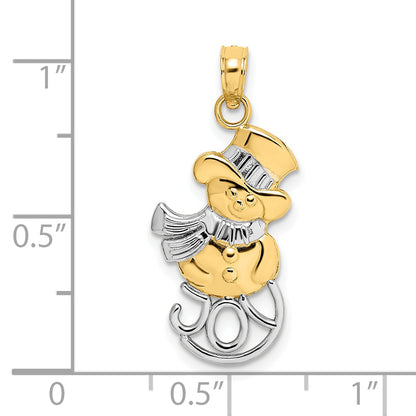 10K Yellow W/Rhodium 10K Snowman & Joy Pendant