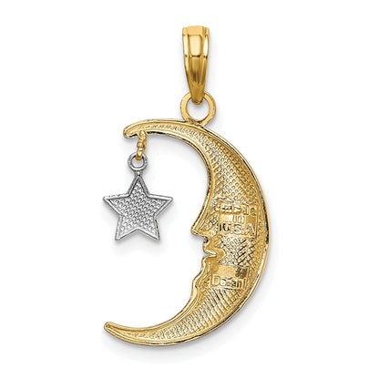 10K Yellow W/Rhodium Half Moon W/Star Moveable Charm