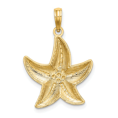 10K Yellow W/Rhodium 10K Rhodium D/C Small Starfish Charm