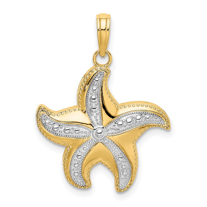 10K Yellow W/Rhodium 10K D/C Polished Starfish Charm