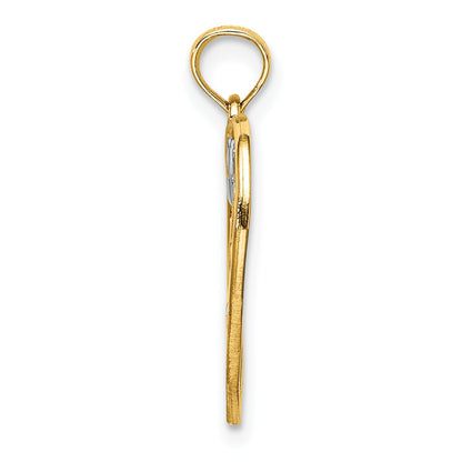 10K Yellow W/Rhodium Love W/Hearts Pendant