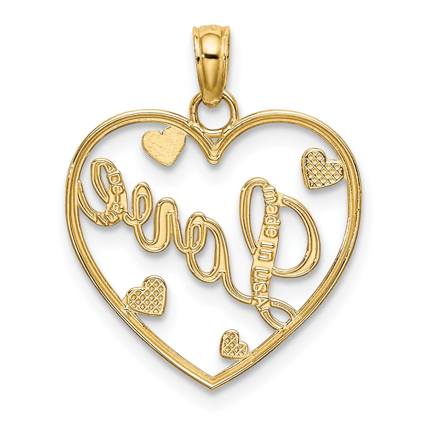 10K Yellow W/Rhodium Love W/Hearts Pendant