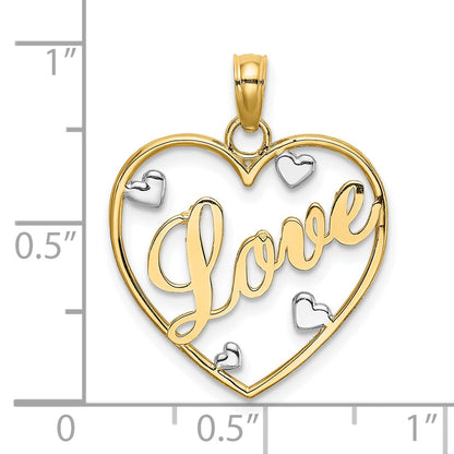 10K Yellow W/Rhodium Love W/Hearts Pendant