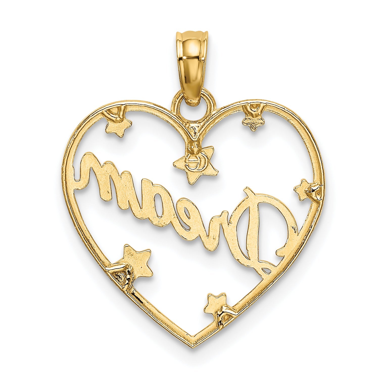 10K Yellow W/Rhodium 10Kw/Rhodium Dream In Heart W/ D/C Star Accents Charm