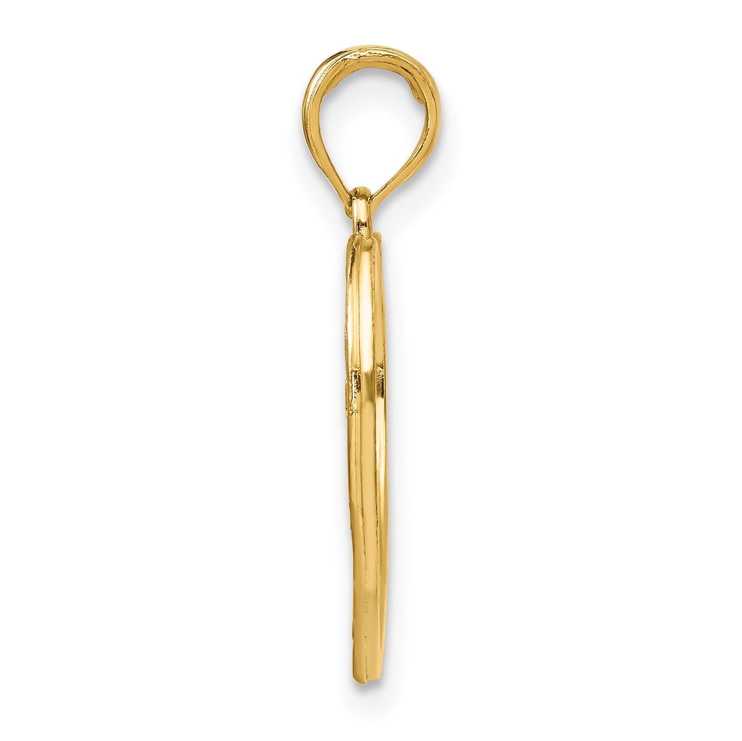 10K Yellow W/Rhodium Hope In Heart W/Flowers Charm