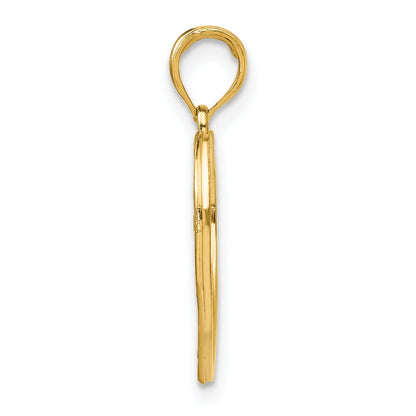 10K Yellow W/Rhodium Hope In Heart W/Flowers Charm