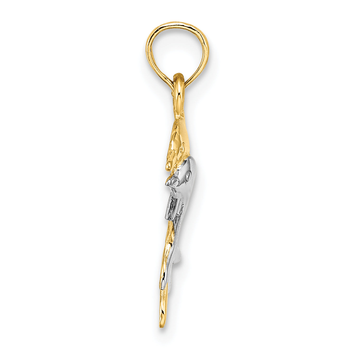 10K Yellow W/Rhodium 10K W/ Rhodium 2-D Polished Dolphins Charm