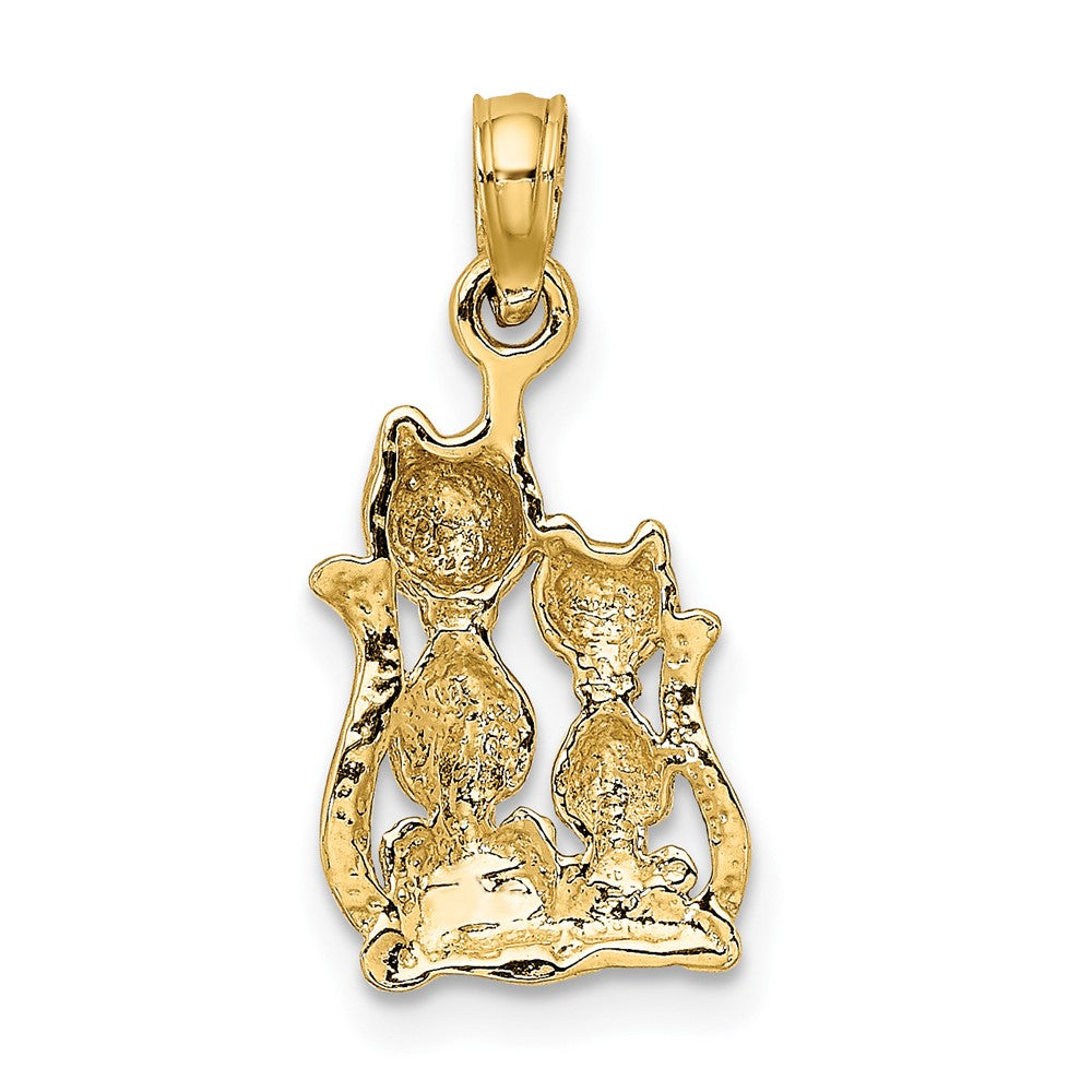 10K Yellow W/Rhodium 10K W/ Rhodium Polished Cat And Kitten Charm