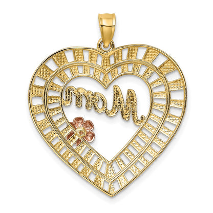 10K Two-Tone W/White Rhodium D/C Mom Heart Charm
