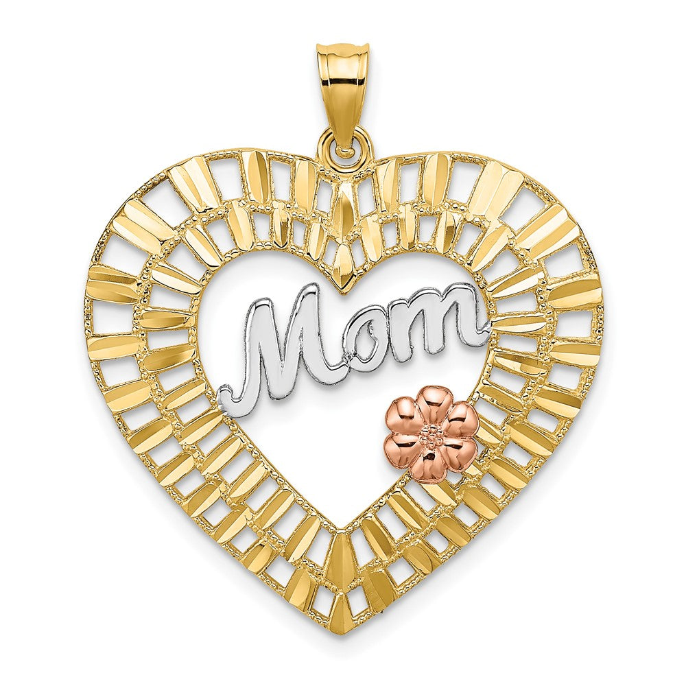 10K Two-Tone W/White Rhodium D/C Mom Heart Charm