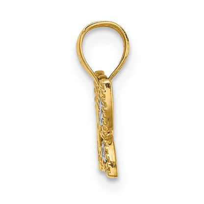 10K Yellow W/Rhodium W/ Rhodium Mini D/C Butterfly Charm