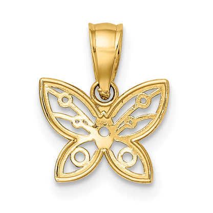 10K Yellow W/Rhodium W/ Rhodium Mini D/C Butterfly Charm