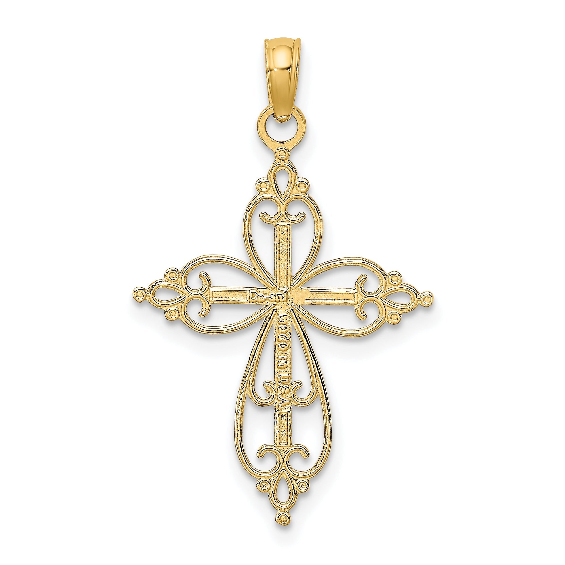 10K Yellow W/Rhodium 10K W/ Rhodium Beaded Cross Charm