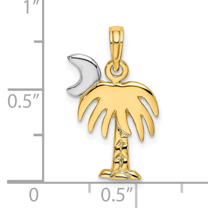 10K Yellow W/Rhodium 10K W/ Rhodium Polished Charelston Palm Tree Charm