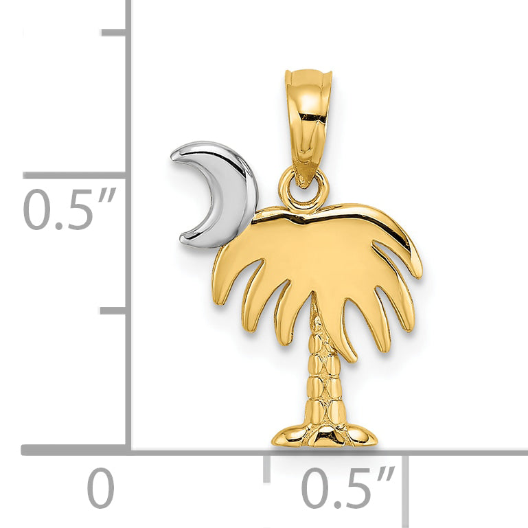 10K Yellow W/Rhodium 10K W/ Rhodium Charleston Palm Tree Charm