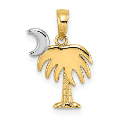 10K Yellow W/Rhodium 10K W/ Rhodium Charleston Palm Tree Charm