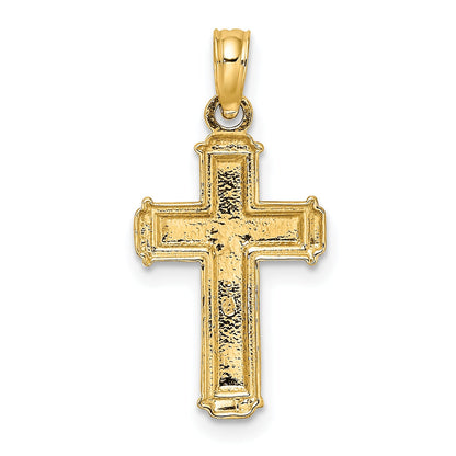 10K Yellow W/Rhodium 10K W/ Rhodium Polished Block Crucifix Inri Charm