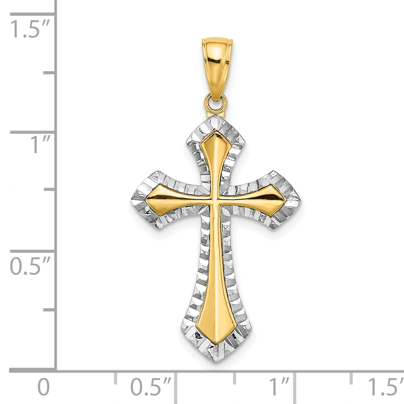 10K Yellow W/Rhodium 10K W/ Rhodium D/C Reversible Cross Charm