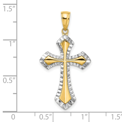 10K Yellow W/Rhodium 10K W/ Rhodium D/C Reversible Cross Charm