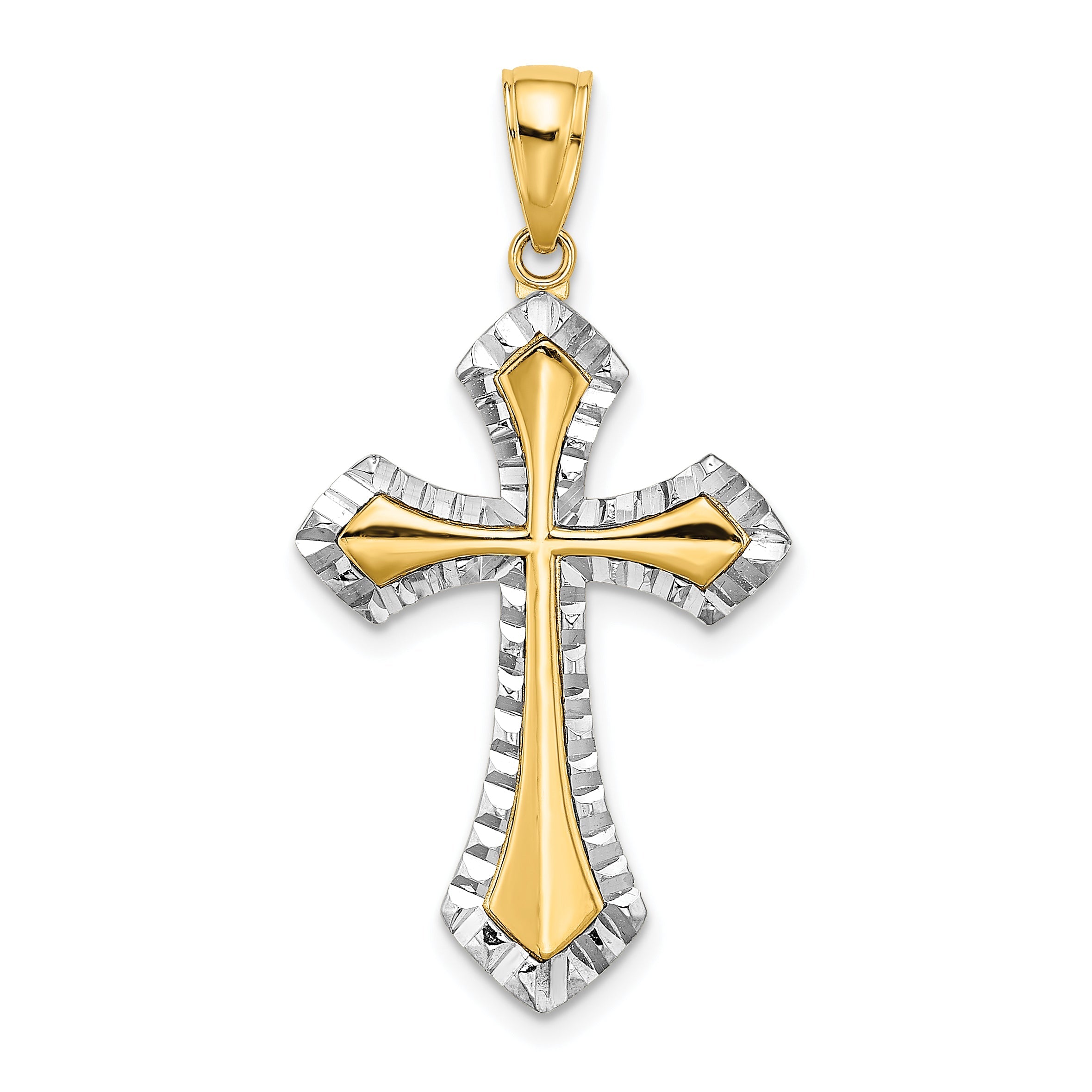 10K Yellow W/Rhodium 10K W/ Rhodium D/C Reversible Cross Charm