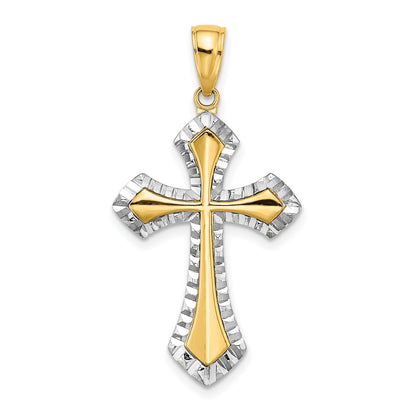 10K Yellow W/Rhodium 10K W/ Rhodium D/C Reversible Cross Charm