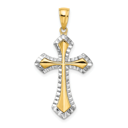 10K Yellow W/Rhodium 10K W/ Rhodium D/C Reversible Cross Charm