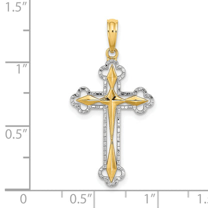 10K Yellow W/Rhodium 10K W/ Rhodium D/C Reversible Cross Charm