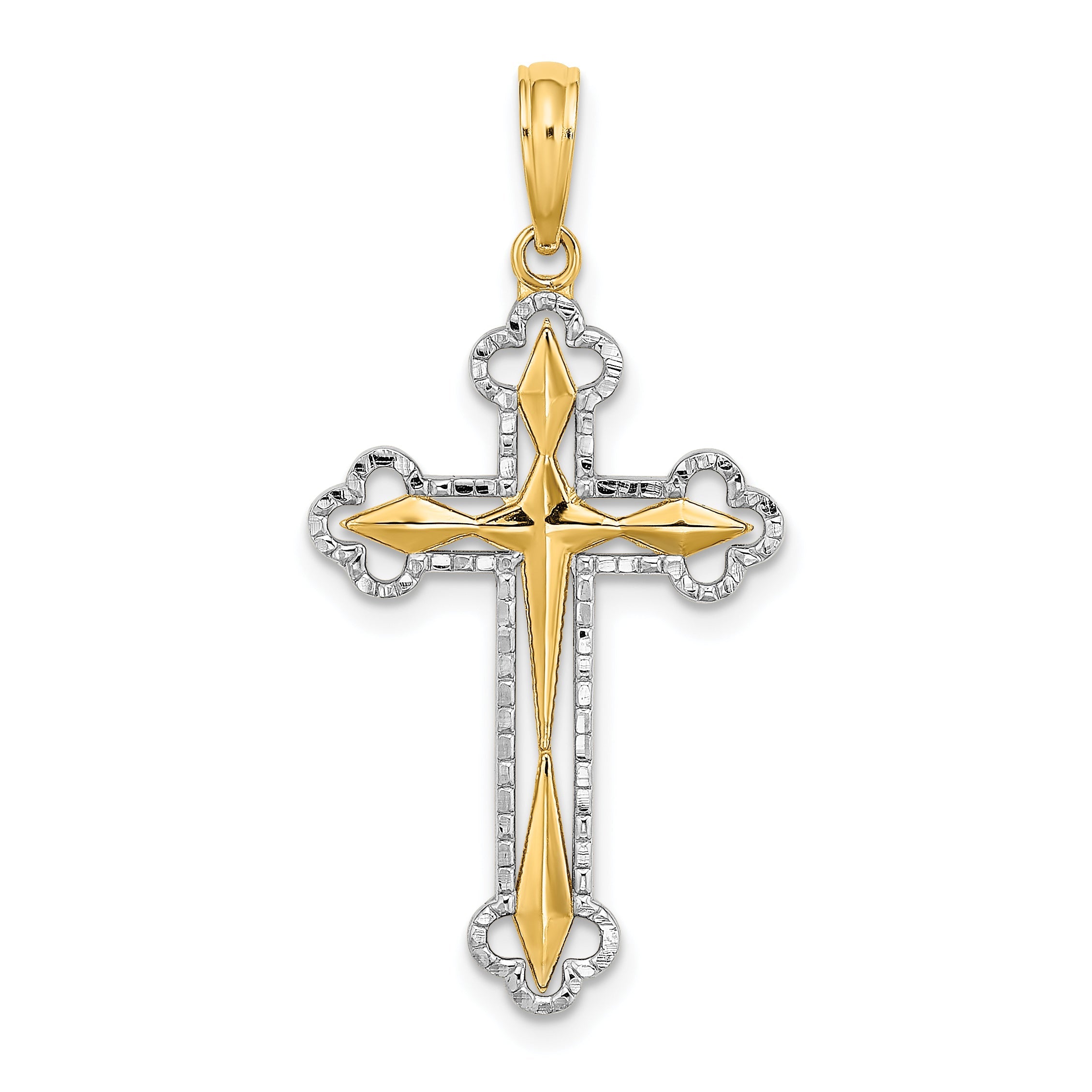10K Yellow W/Rhodium 10K W/ Rhodium D/C Reversible Cross Charm