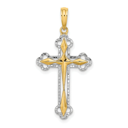 10K Yellow W/Rhodium 10K W/ Rhodium D/C Reversible Cross Charm